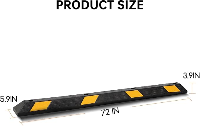 2-Pack 72" Rubber Parking Curb, Heavy Duty Long Garage Floor Wheel Stopper - Image 2