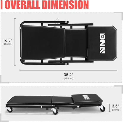 DNA MOTORING 36 Inches Folding 2 in 1 Rolling Z Creeper, Adjustable Roller - Image 3