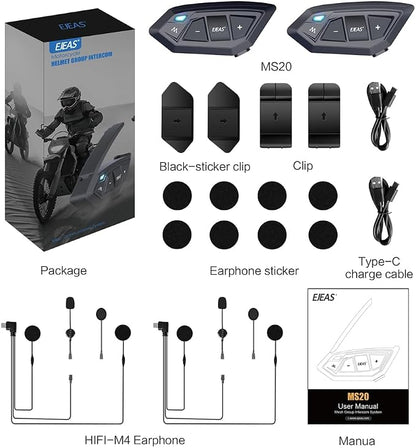 Motorcycle Bluetooth intercom MS20 2000m Helmet Intercom, 20 Riders Motorcycle - Image 4