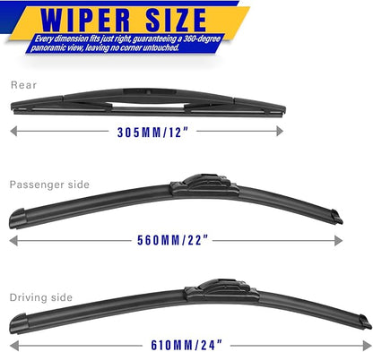 3 wipers Replacement for 2005-2015 Nissan Armada/2004-2010 Infiniti - Image 2