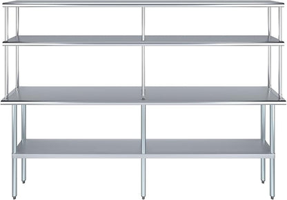 Amgood Stainless Steel Work Table Double Tier Overshelf | Metal Kitchen Prep - Image 2