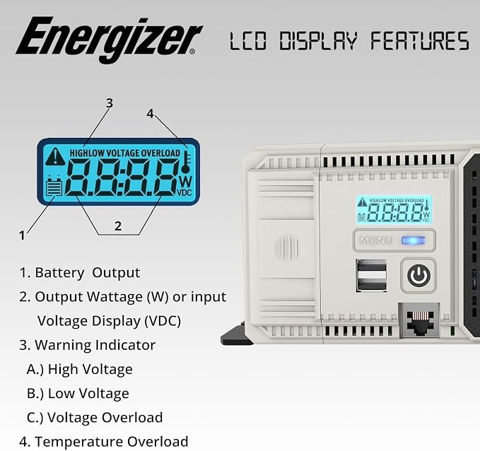 Energizer 3000W Pure Sine Wave Inverter 12V DC to 120V AC Converter - Image 3