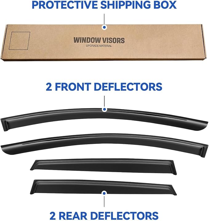 Window Visors Rain Guards for 2015-2024 Nissan Murano, Out-Channel Window Vent - Image 6