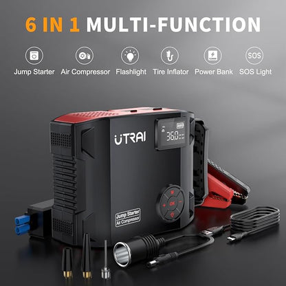 UTRAI Jump Starter with Air Compressor, 6000A 27000mAh Car Starter Jump Box - Image 3