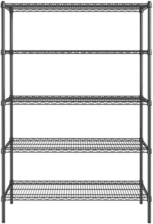 Black 5-Tier Metal Adjustable Freestanding Garage Storage Wire Shelving Unit by Unknown