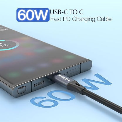 AGVEE 2 Pack 5ft Coiled Short USB-C to USB-C Charging Cable 60W PD Fast Charger - Image 2