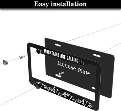 License Plate Frames Black and White License Plate Frame Holder Mountains are - Image 7
