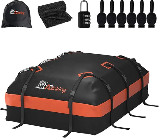 Asinking Car Roof Bag Rooftop top Cargo Carrier Bag 15 Cubic feet Waterproof by Asinking