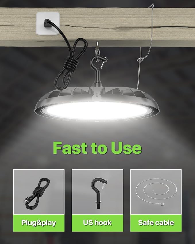 150W UFO LED High Bay Light 6-Pack 150LM/W 22, 500LM High Bay Led Shop Lights - Image 7