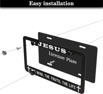 License Plate Frames Black and White Car Plate Frames Jesus The Way The Truth - Image 7