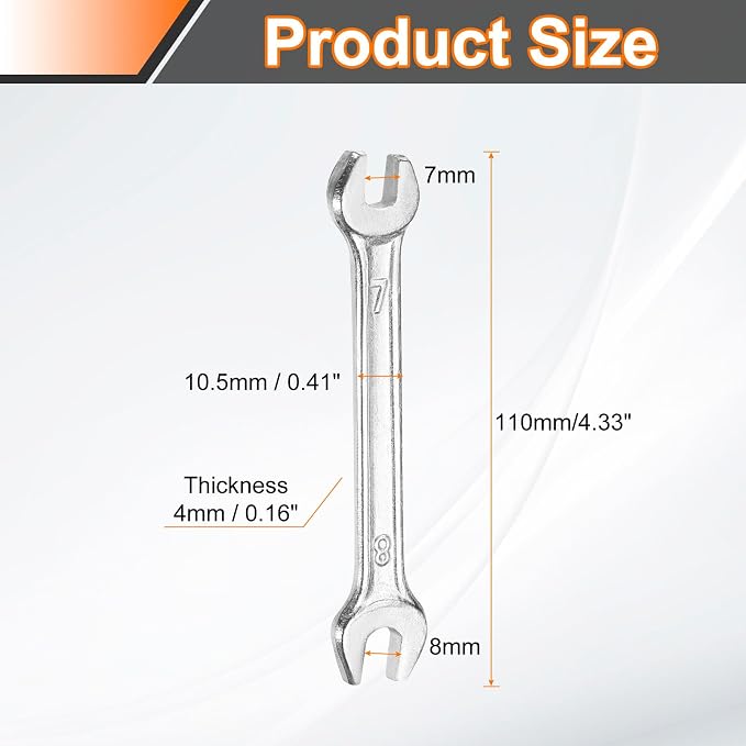 HARFINGTON 2pcs Double Open End Wrench 7mm x 8mm Metric 15 Degree Offset Angle - Image 2