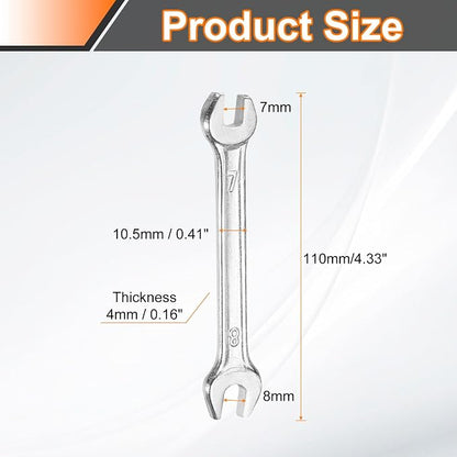 HARFINGTON 2pcs Double Open End Wrench 7mm x 8mm Metric 15 Degree Offset Angle - Image 2