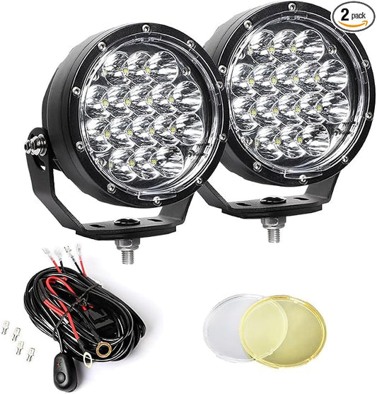 EXZEIT 160W 5 Inch Driving Lights, 11200 Lumens Round Fog Lights Offroad Lights by EXZEIT