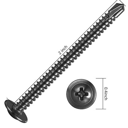 Wensilon #10×2” for Sheet Metal Self-Tapping Screws 410 Black Stainless Steel - Image 2