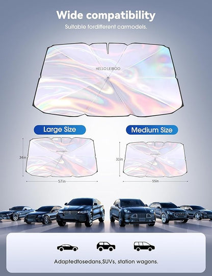 helloleiboo 5  Car Windshield Sun Shade Umbrella, Colorful - Image 5