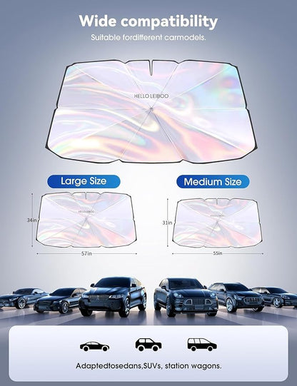 helloleiboo 5  Car Windshield Sun Shade Umbrella, Colorful - Image 5
