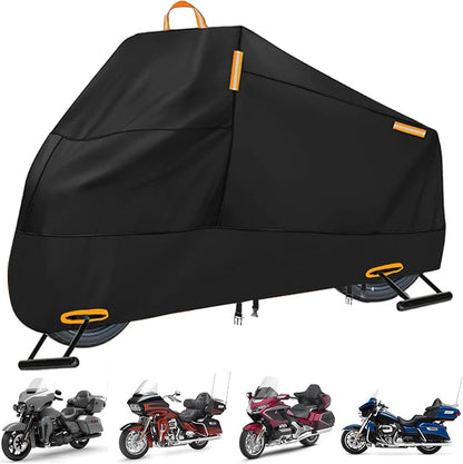 Motorcycle Cover Waterproof Outdoor, 300D Heavy Duty Motorcycle Cover by INEZARI