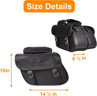 GARGOYLE BELLS Motorcycle Saddle Bags Leather Motorcycle Luggage Bag - Image 7