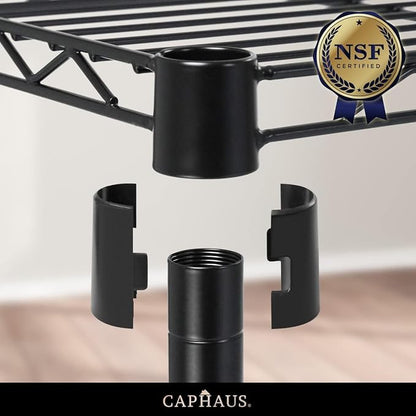 CAPHAUS NSF Black Adjustable 3-Tier Shelf Wire Shelving Unit w/Liner, Garage & - Image 7