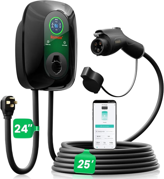 Level 2 EV Charger 40Amp, 240V Electric Vehicle Charging Stations, NEMA 14-50 by Romaa