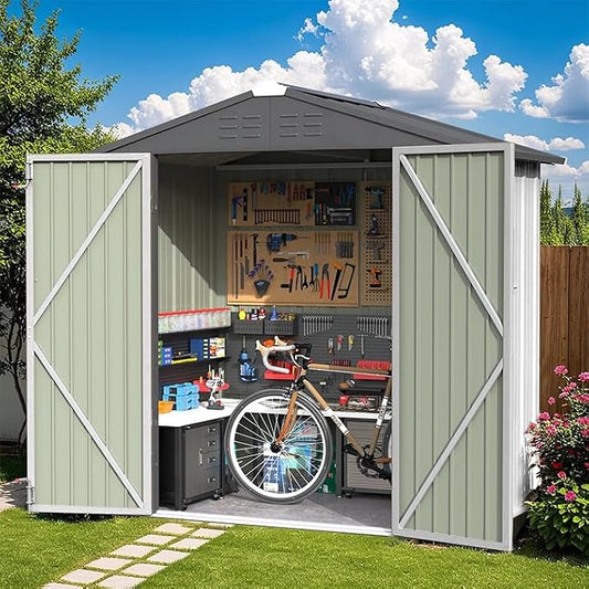 Greesum 6×4FT Outdoor Storage Shed, Metal Patio Storaged Sheds by BuynowfromGreesum