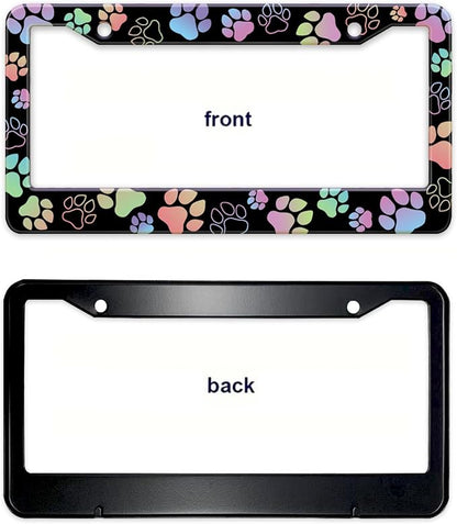 Dog Paw Car License Plate Frames, Colorful Pet Paw Printed License Plate Holder - Image 9