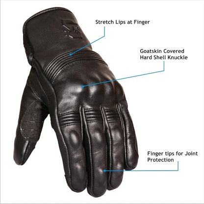 Leather Motorcycle Gloves for Men and Women | Touchscreen | Full Finger | - Image 3