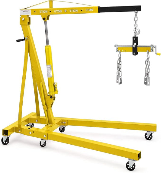 Engine Hoist with Lever, 2 Ton 4000 Lbs Heavy Duty Folding Cherry Picker Engine by Unknown