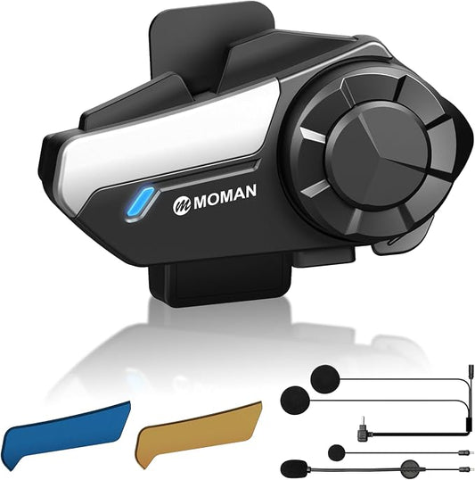 Moman Motorcycle Intercom, H2S Motorbike Helmet Headset 2-Way 1000M by Moman
