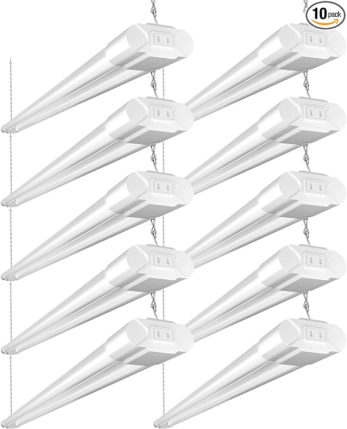 BBOUNDER 10 Pack Linkable LED Utility Shop Light, 4400 LM, Super Bright 6500K by BBOUNDER