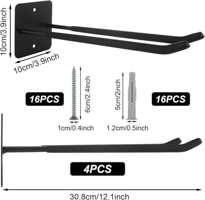 SHUESS 12.2 Inches Long Large Garage Hooks, 4 Pack Heavy Duty Garage Storage - Image 2