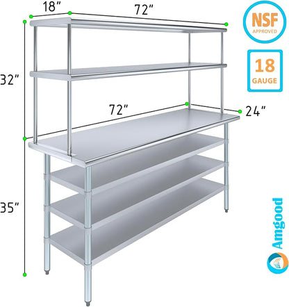 Amgood 24" x 72" Stainless Steel Work Table - Image 3