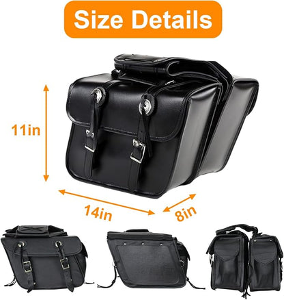 GARGOYLE BELLS Motorcycle Saddle Bags Leather Motorcycle Luggage Bag - Image 6