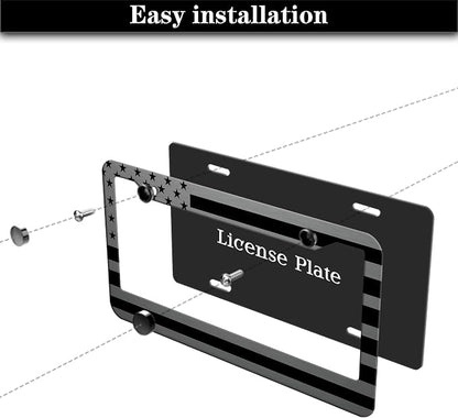 License Plate Frames Metal License Plate Frame American Flag Stainless Steel - Image 7