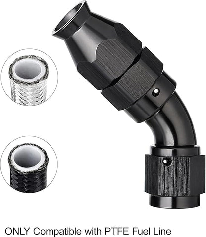 EVIL ENERGY 4AN 45 Degree PTFE One Piece Full Flow End Hose Fitting Aluminum - Image 5