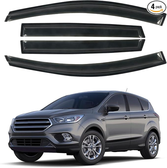 Rain Guards Fit for 2013-2019 Ford Escape, Tape-On Window Visors Shield by CHYKORLA