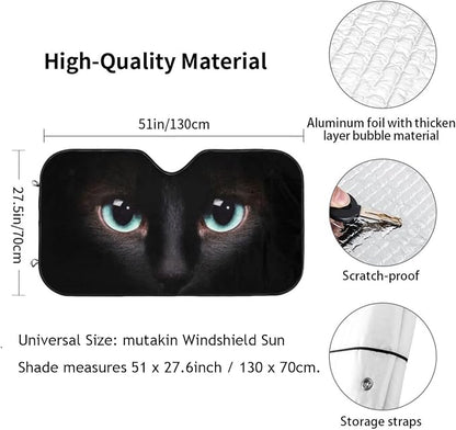 Black cat Eyes Car Windshield Sunshade Front Window Sun Visor Protector - Image 3