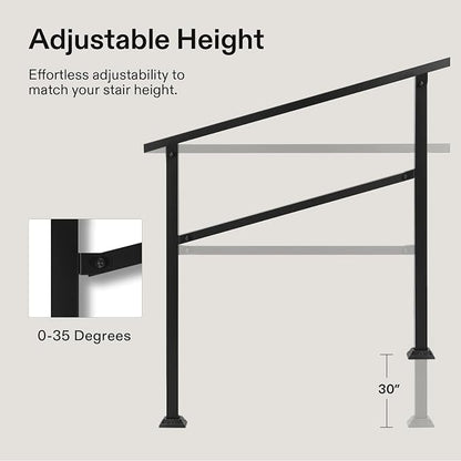 VIVOSUN 2-Pack Outdoor Handrail, 4 Step Stair Handrail, Wrought Mattle Iron - Image 4