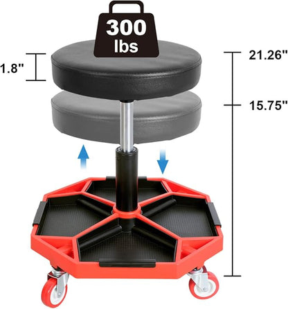 Torin ATRXF8308B Pneumatic Mechanic Stool/Rolling Shop Creeper Seat - Image 2