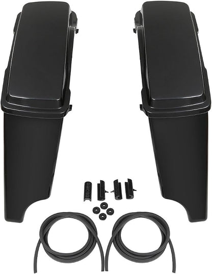 XFMT Unpainted 5" Stretched Extended Hard Saddlebags Dual Exhaust Compatible - Image 2