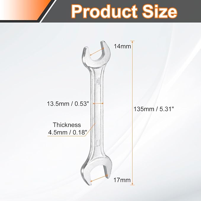HARFINGTON 5pcs Double Open End Wrench 14mm x 17mm Metric 15 Degree Offset - Image 2