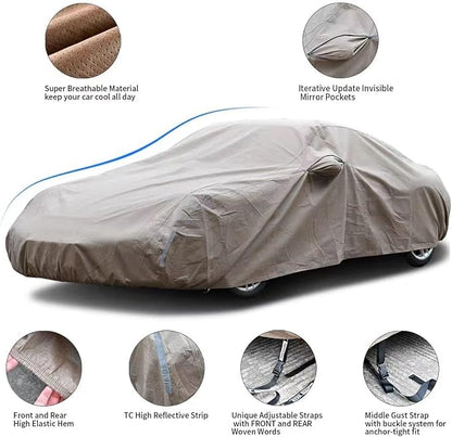 Tecoom Car Cover Waterproof All Weather, Non-Woven Breathable Outdoor Car Covers - Image 2