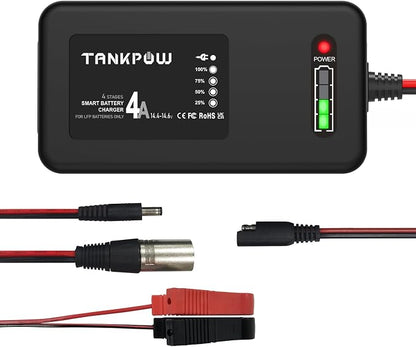 4-Amp LiFePO4 Battery Charger, 14.6 Volt Lithium Battery Charger, Smart Charger by TANKPOW