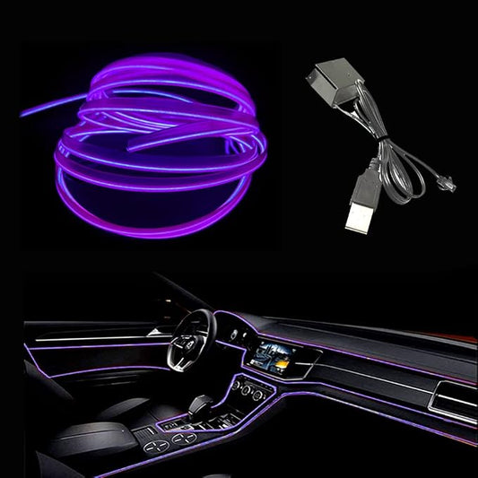 El Wire Purple Interior Car LED Strip Lights, 10M Neon Wire USB 5V by Maxlaxer