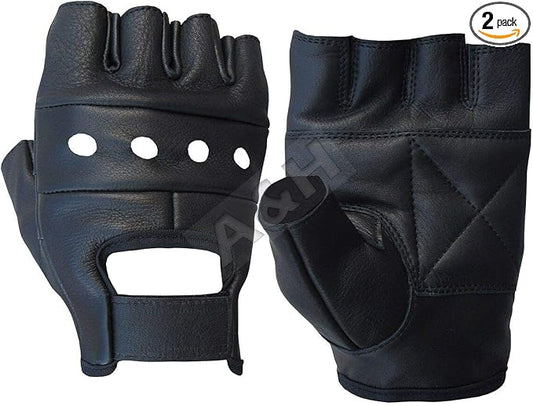 A&H Apparel Leather Motorcycle Glove Genuine Cowhide Fingerless Leather Driving by Unknown