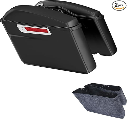 XFMT Motorcycle Hard Saddlebags Matte Black Saddle Bags Trunk W/Latches by XFMT