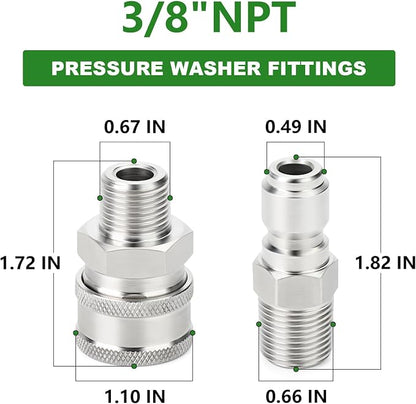 TAISHER 12PCS 304 Stainless Steel Pressure Washer Adapter Kit, Quick Connect - Image 2