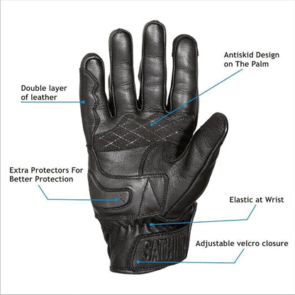 Leather Motorcycle Gloves for Men and Women | Touchscreen | Full Finger | - Image 4