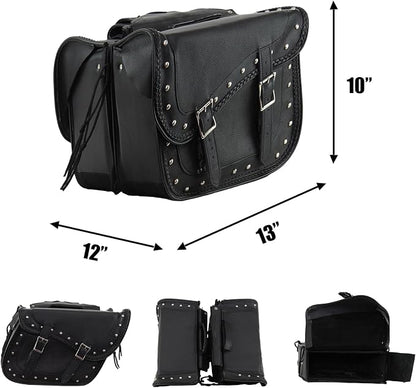 GARGOYLE BELLS Genuine Leather Motorcycle Saddle Bags Motorcycle Luggage Bag - Image 5