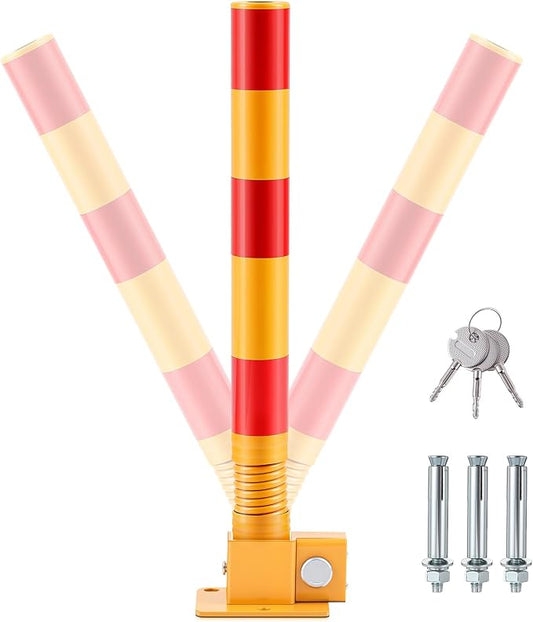Zonon 1 Pcs Spring Parking Post Folding Heavy Metal Parking Barrier Lock by Zonon